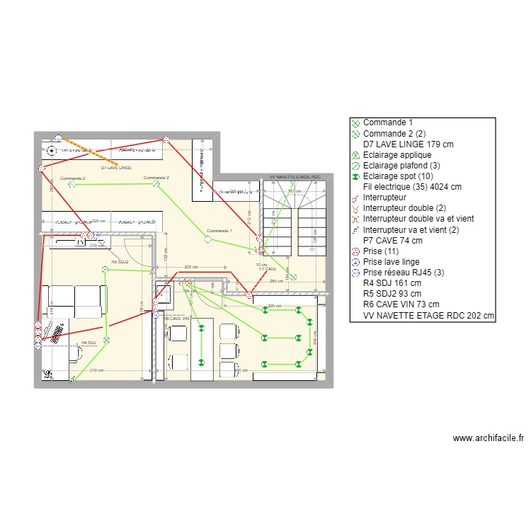 MENETRU PLAN ELEC GENERAL LIGNE CAVE FINAL. Plan de 0 pièce et 0 m2