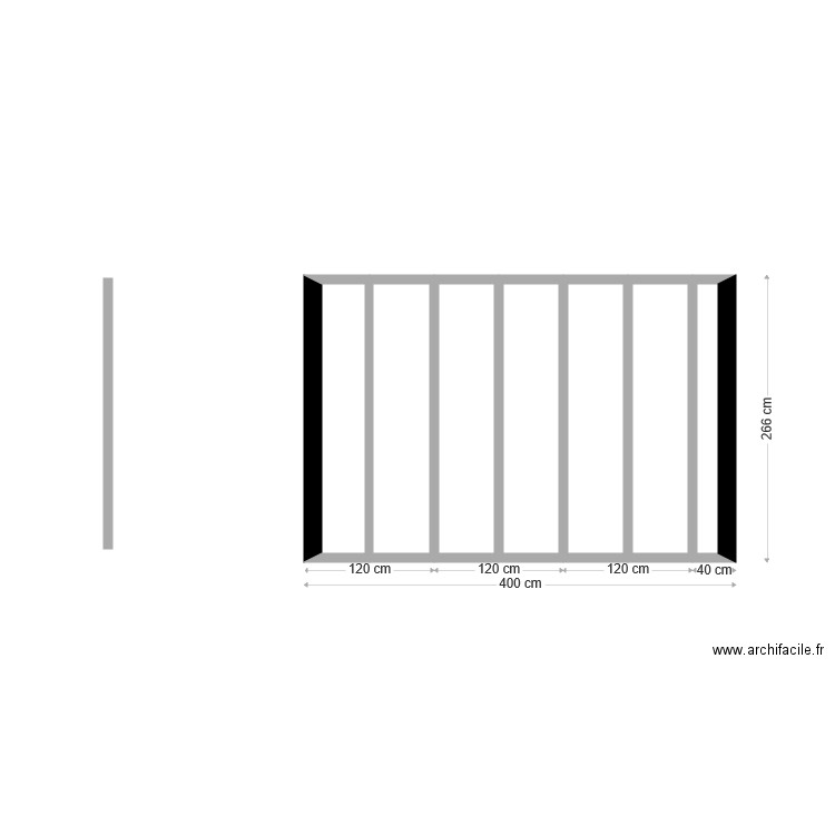 Mur simple 4 m x 266 sans fenetre. Plan de 0 pièce et 0 m2