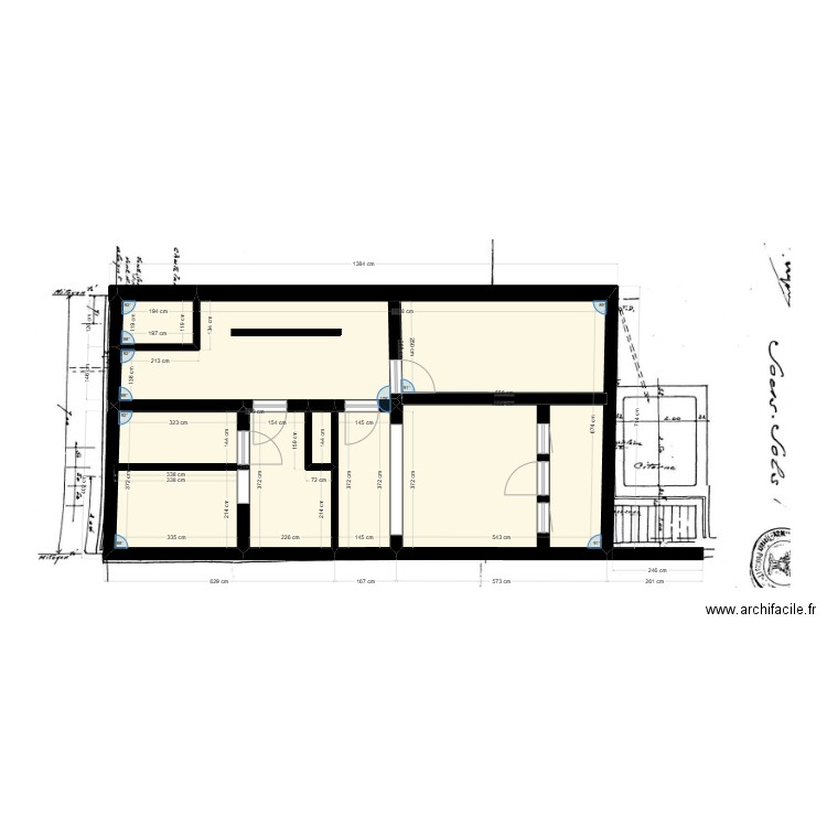sous sol clémence zéro. Plan de 6 pièces et 80 m2