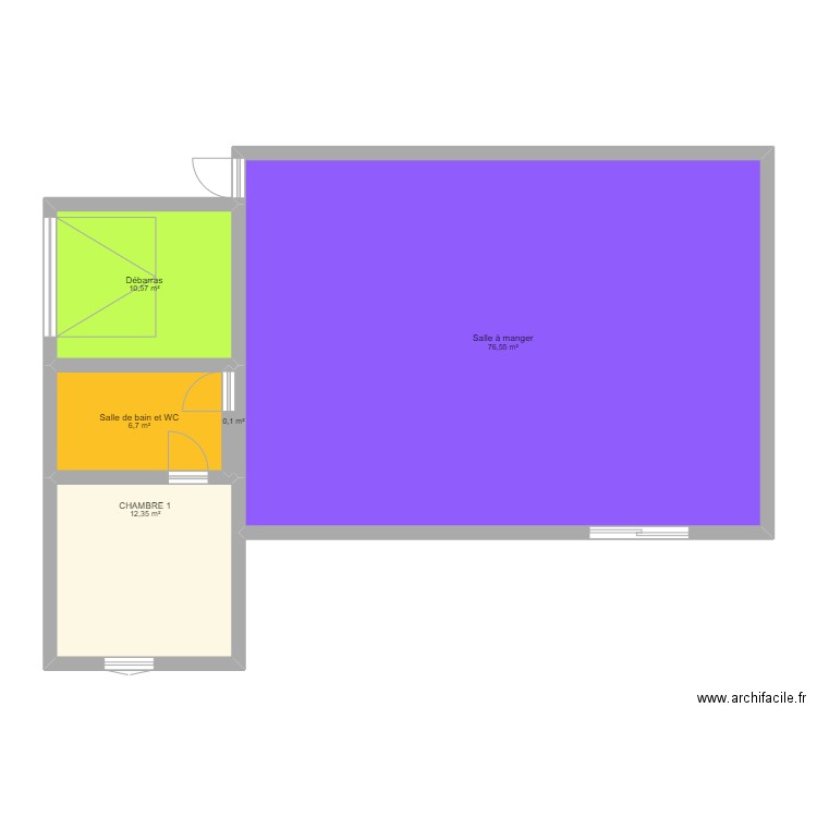 plan 1 rdc. Plan de 5 pièces et 106 m2