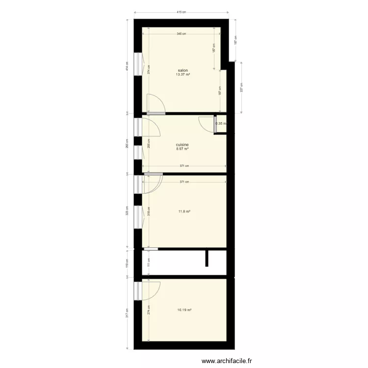 boll&eacute;e  appartement gauche . Plan de 
