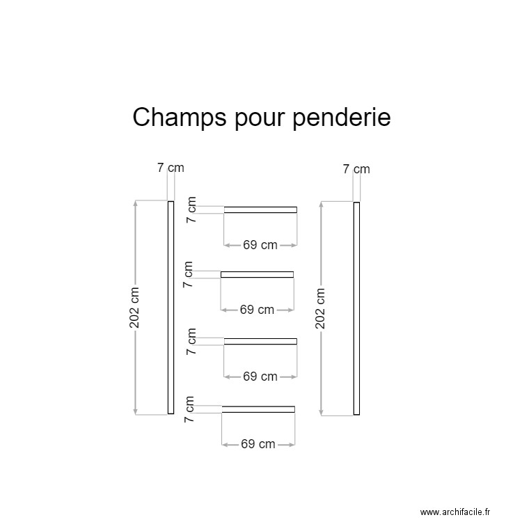 champs penderie. Plan de 0 pièce et 0 m2