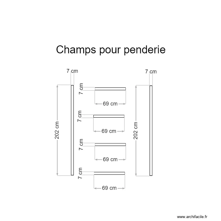 champs penderie. Plan de 