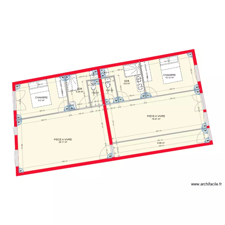 2x t2 etage OK. Plan de 
