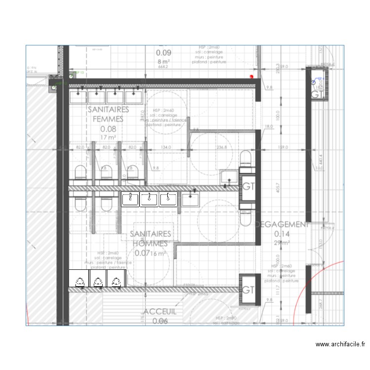 Sanitaires Chouette RDC Brasserie. Plan de 0 pièce et 0 m2