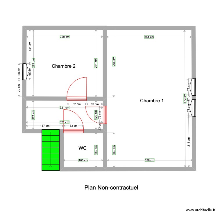 PLAN QUESDON ETAGE . Plan de 1 pièce et 4 m2