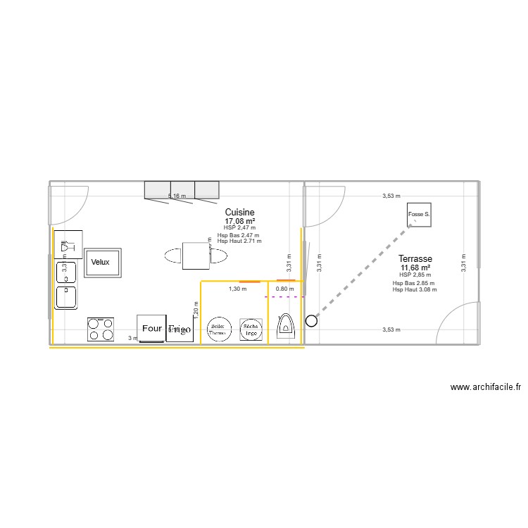 Plan maison Haccourt 2. Plan de 2 pièces et 29 m2