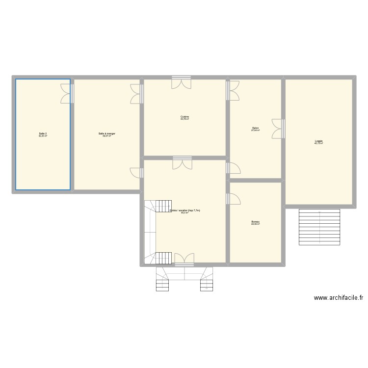 Maison de campagne, Cuzieu (01) - rdc. Plan de 7 pièces et 246 m2