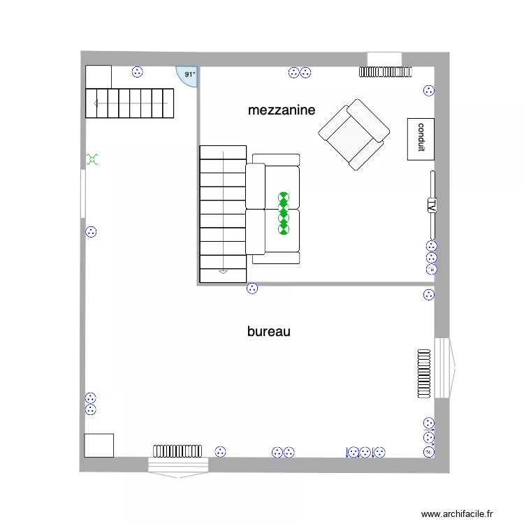 mezzanine et bureau 29 octobre 2019. Plan de 