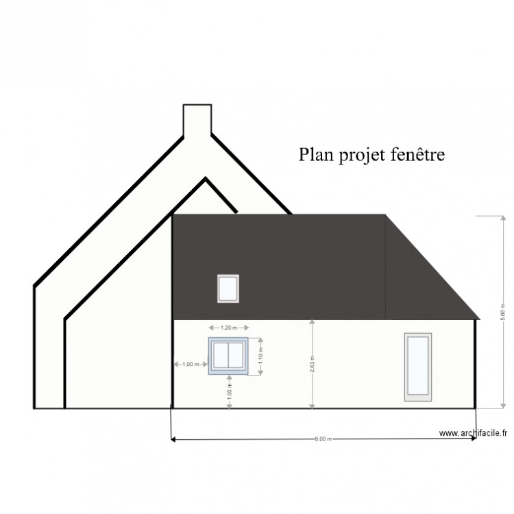 plan projet avec fenetre. Plan de 0 pièce et 0 m2