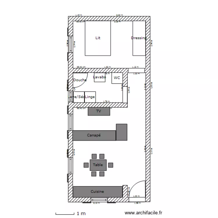 Appartement T2 LUCCIANA meublé. Plan de Appartement T2 LUCCIANA meublé. Plan de