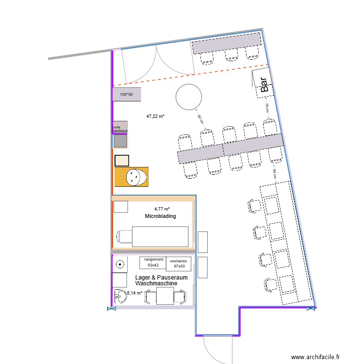 NB20 2022 peinture. Plan de 3 pièces et 57 m2