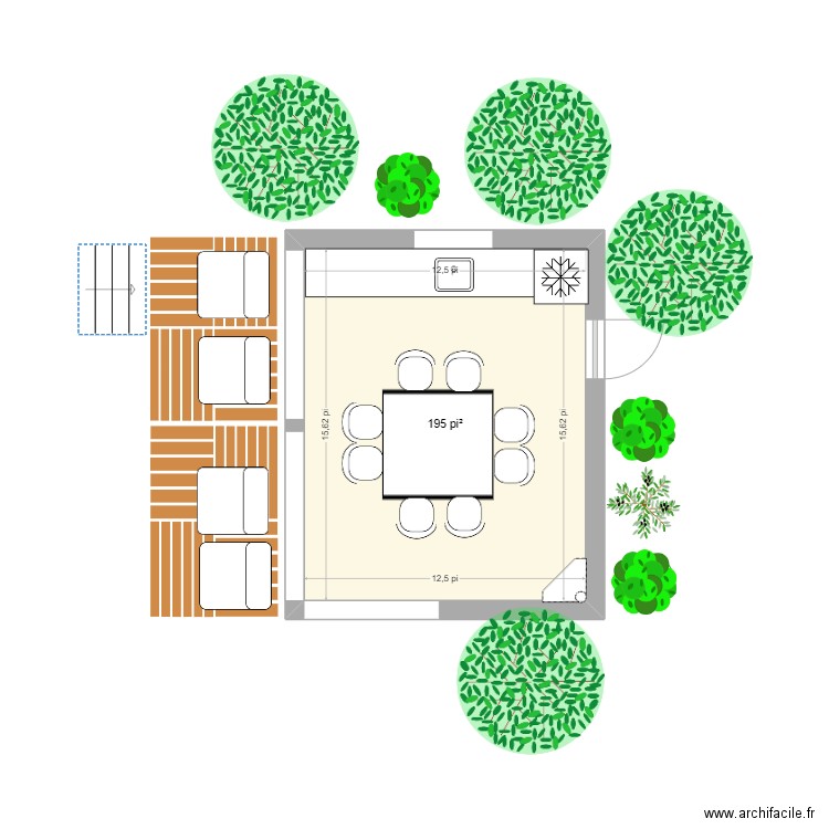 Appart parents. Plan de 1 pièce et 18 m2