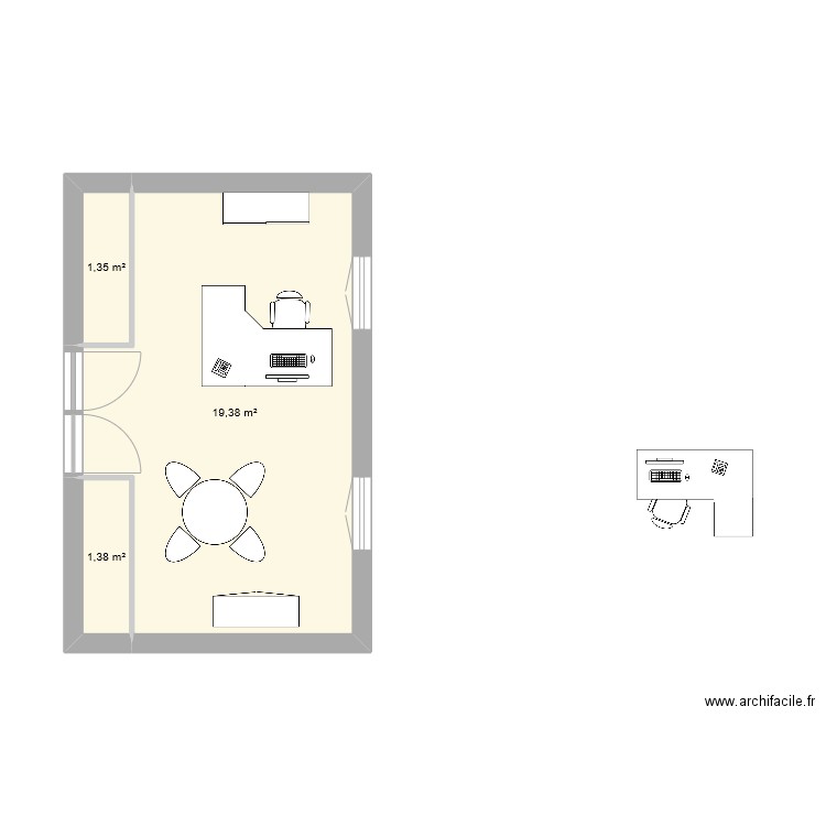 Forcalquier. Plan de 3 pièces et 22 m2