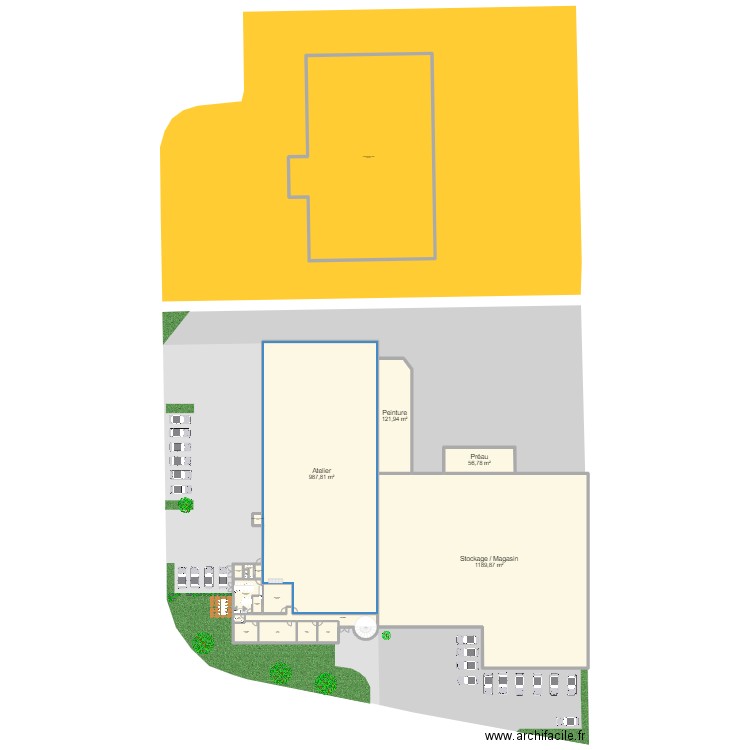 Actisol Magasin. Plan de 32 pièces et 4441 m2