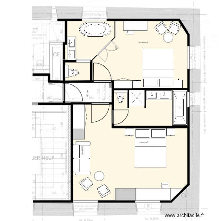 Chambre 6 et 7 Lisa Paunovitch G. Plan de 0 pièce et 0 m2