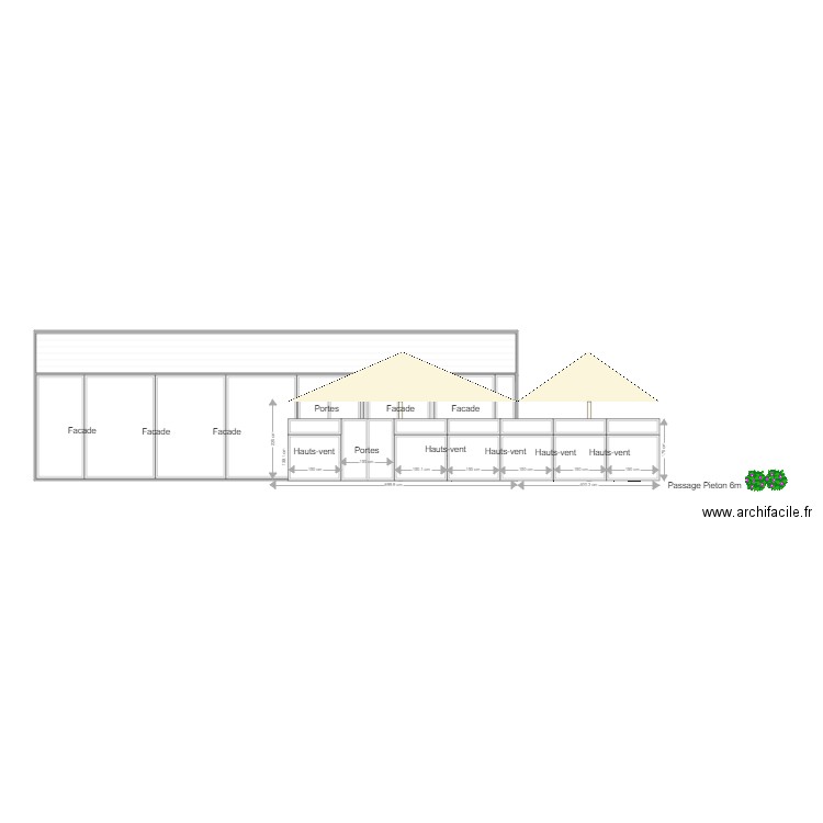 Plan Coupe de Face. Plan de 0 pièce et 0 m2