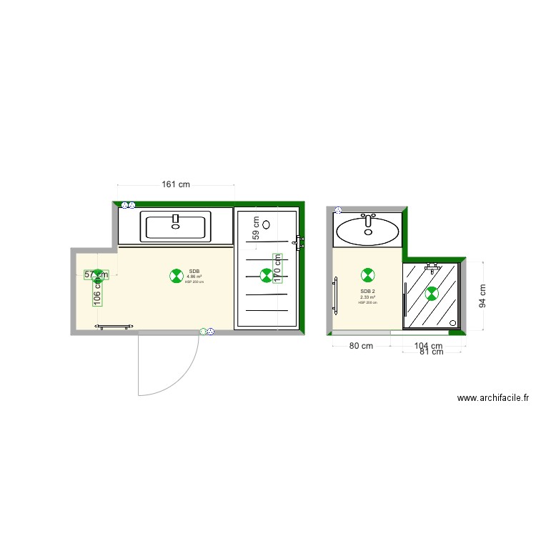SDB AUBERDON. Plan de 0 pièce et 0 m2