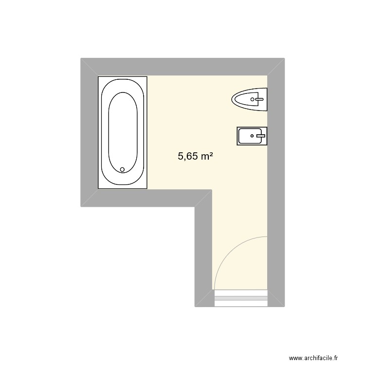 SdB Ferret. Plan de 1 pièce et 6 m2