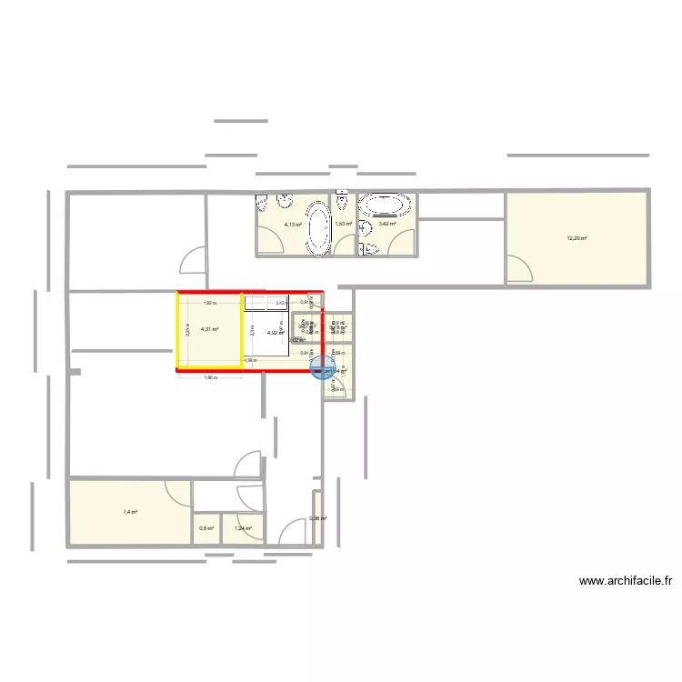 4 av Caroline M&uuml;ller. Plan de 14 pièces et 43 m²