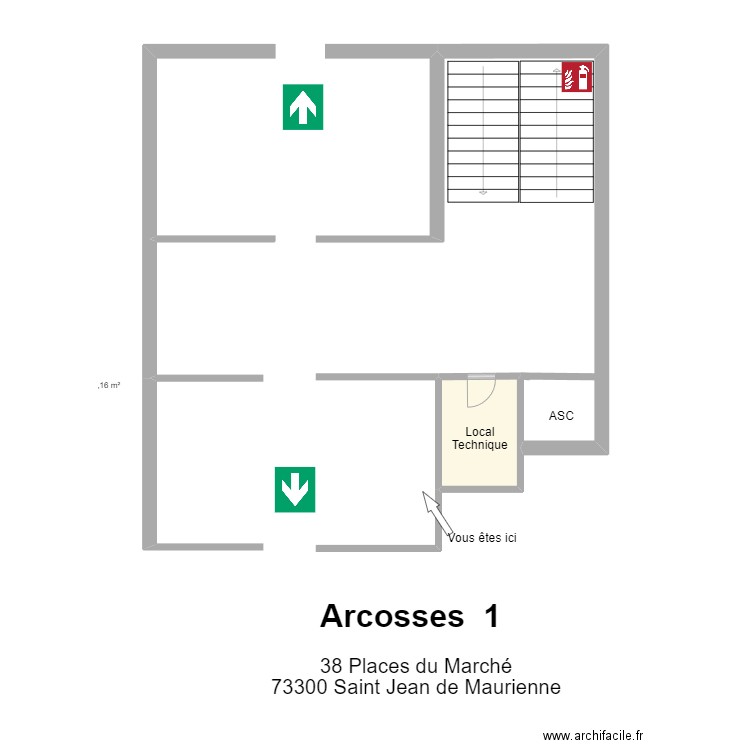 Arcosses 1. Plan de 1 pièce et 3 m2