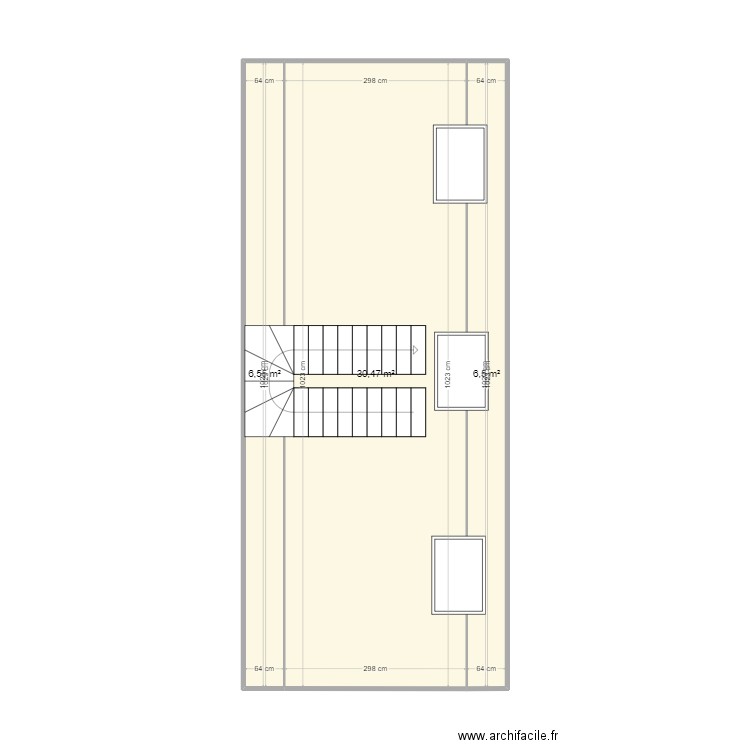 A11 COMBLES. Plan de 3 pièces et 44 m2