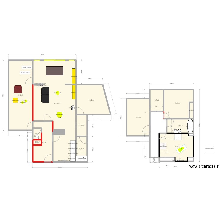 Maison amour. Plan de 16 pièces et 136 m2