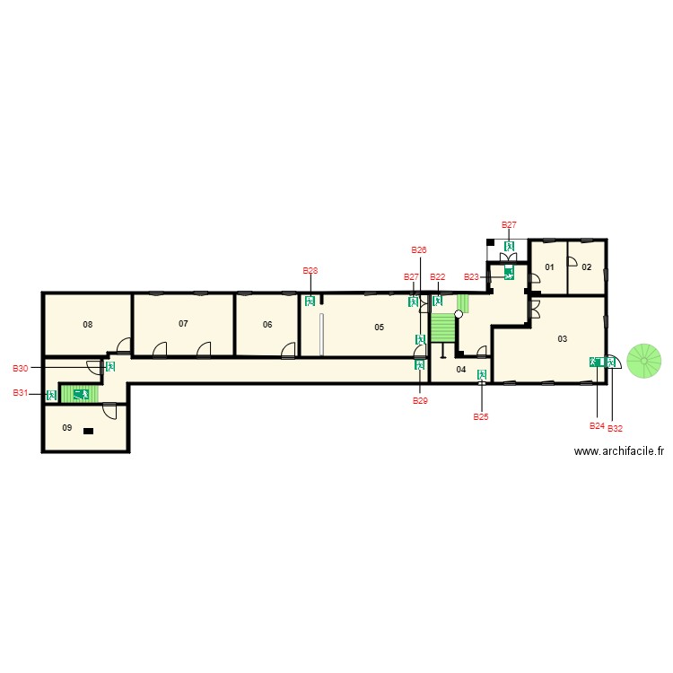 Plan Sous sol Face EST BAES. Plan de 12 pièces et 375 m2