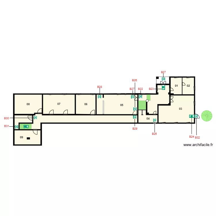 Plan Sous sol Face EST BAES. Plan de 