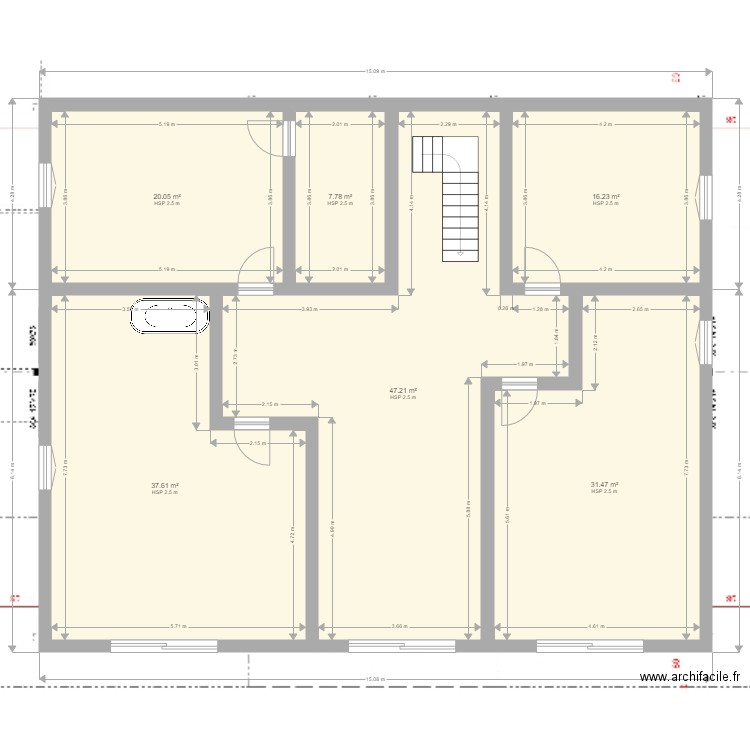 Etage chalet des sables. Plan de 6 pièces et 160 m2