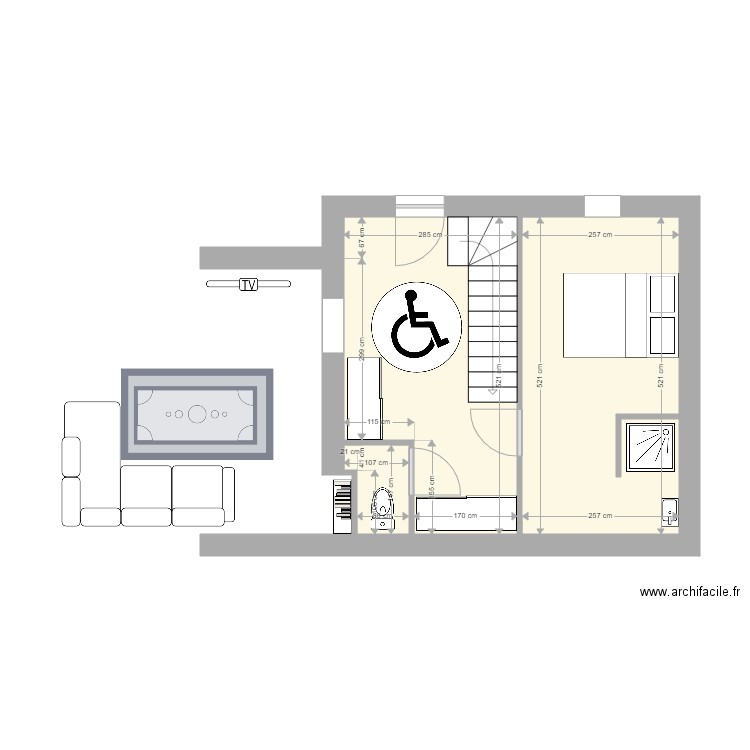 JOSE TRAVAUX. Plan de 3 pièces et 28 m2