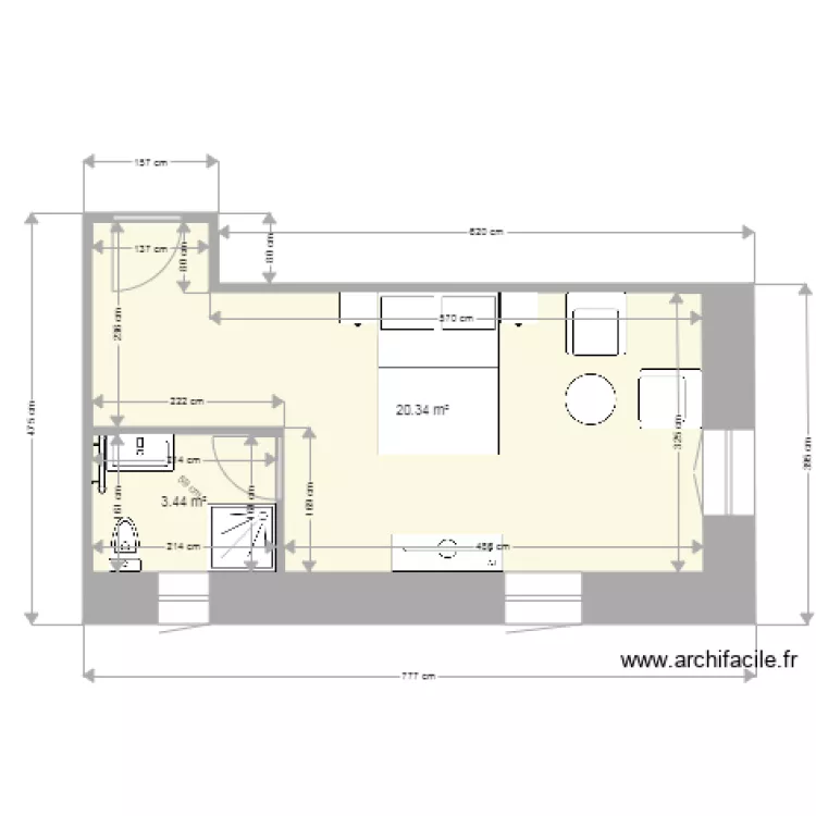 chambre bleue v2. Plan de 