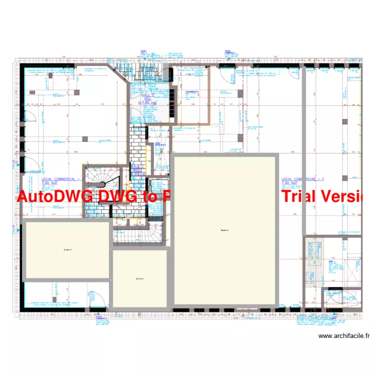 ponts actuelle. Plan de 3  et 151 m²