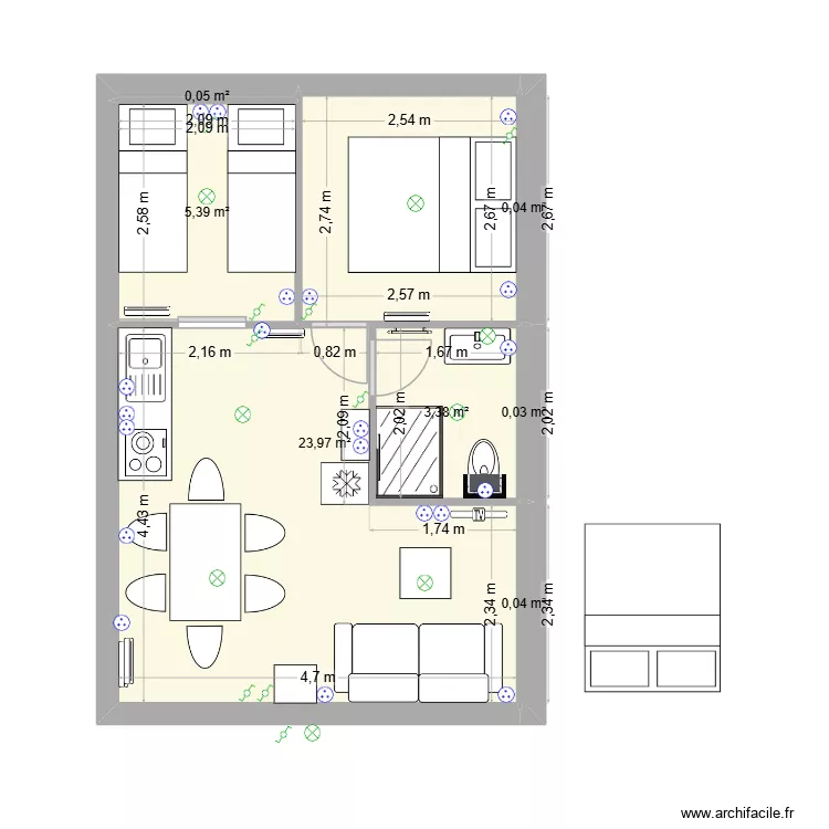 CHALET 8. Plan de 7 pièces et 33 m²