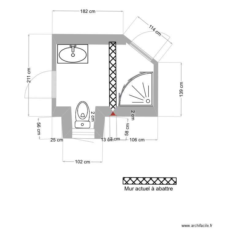 Sdb boissière v4. Plan de 0 pièce et 0 m2