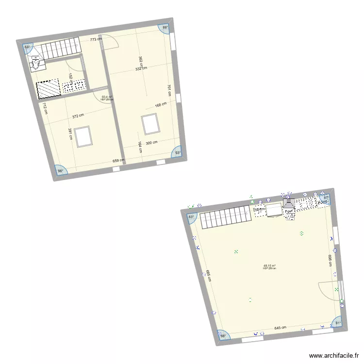 salon combles . Plan de 