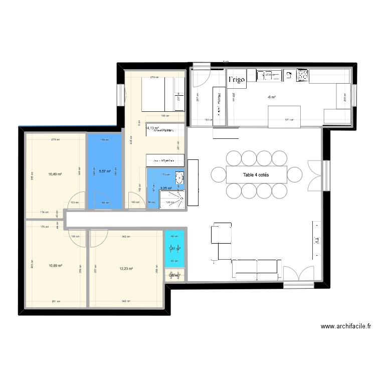 Chambre véranda + cuisine garage + porte d'entrée côté cuisine. Plan de 9 pièces et 78 m2