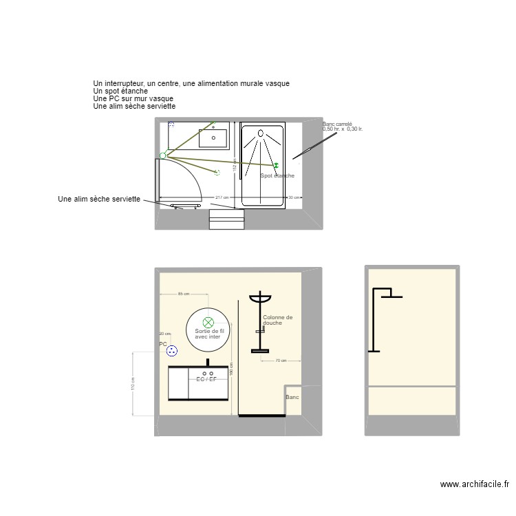 SDB 1 Mittainville + élévations. Plan de 0 pièce et 0 m2