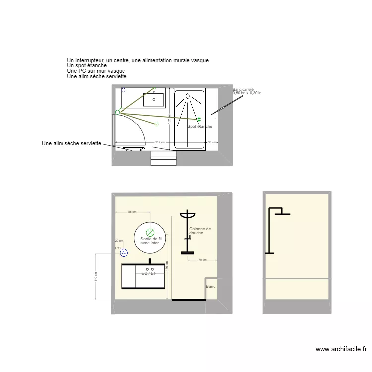 SDB 1 Mittainville + &eacute;l&eacute;vations. Plan de 
