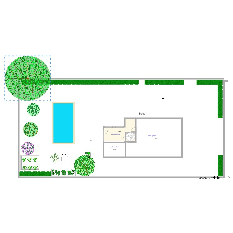 Recoté étage. Plan de 23 pièces et 312 m2