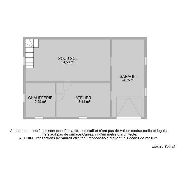 BI 9467 SOUS SOL . Plan de 4 pièces et 87 m2