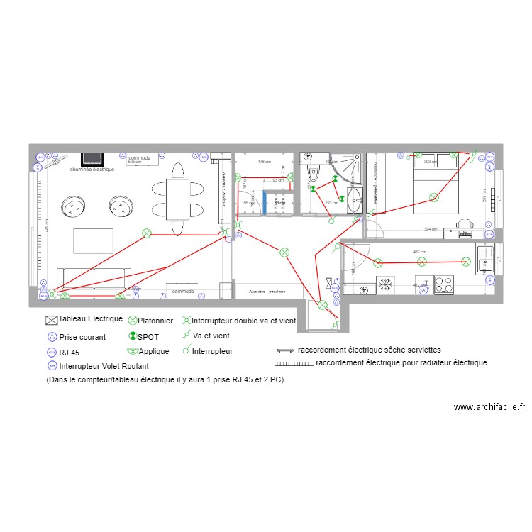 Plan Electrique Niveau 0 sans permutation cuisine. Plan de 0 pièce et 0 m2