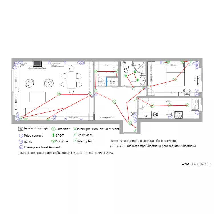 Plan Electrique Niveau 0 sans permutation cuisine. Plan de 