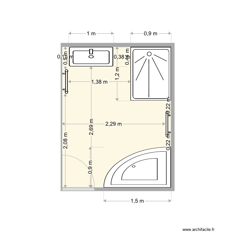 Seb - Plan 1 pièce 8 m2 dessiné par Mbs76