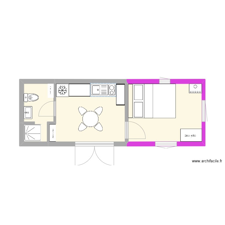 Cabane du vigneron 2. Plan de 3 pièces et 22 m2