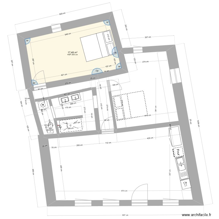 maison 2 futur. Plan de 3 pièces et 86 m2