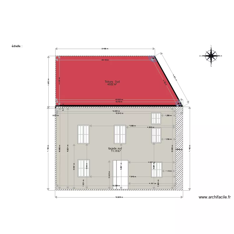 fa&ccedil;ade SUD Maison 3. Plan de 0 pièce et 0 m2