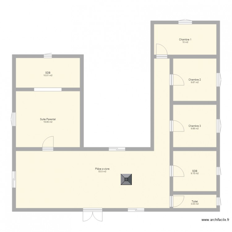 Maison 125 m2. Plan de 0 pièce et 0 m2