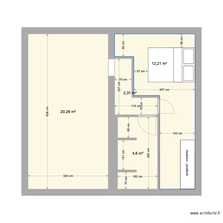 malmon. Plan de 5 pièces et 40 m2