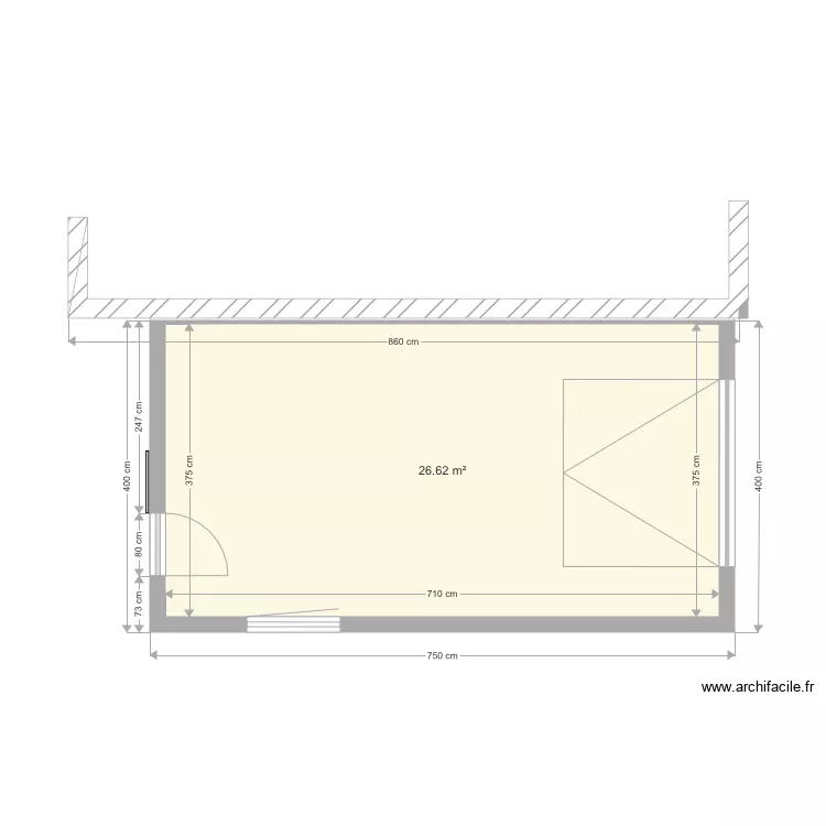 Abri en extention 750cm. Plan de 